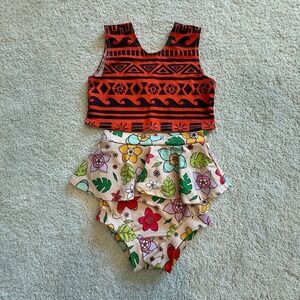 Girls Tankini‎ 2 Piece Swimsuit Island Style  7/8 Ruffle Floral